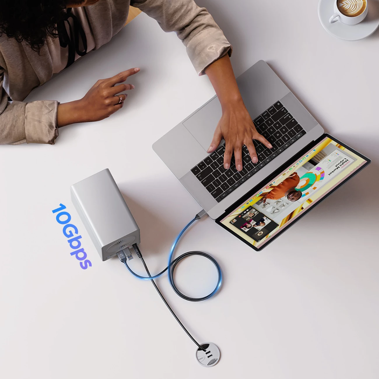 Enklavë ruajtjeje DAS Orico 8848RC3 4-slote 2.5" HDD/SSD USB-C 10 Gbps 32 TB 7 RAID bardhë