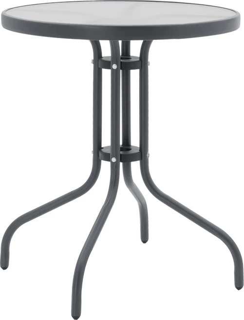 Tavolinë me karrige Watson-Lindaria set prej 3 pjesësh metal-xham Φ60x70cm