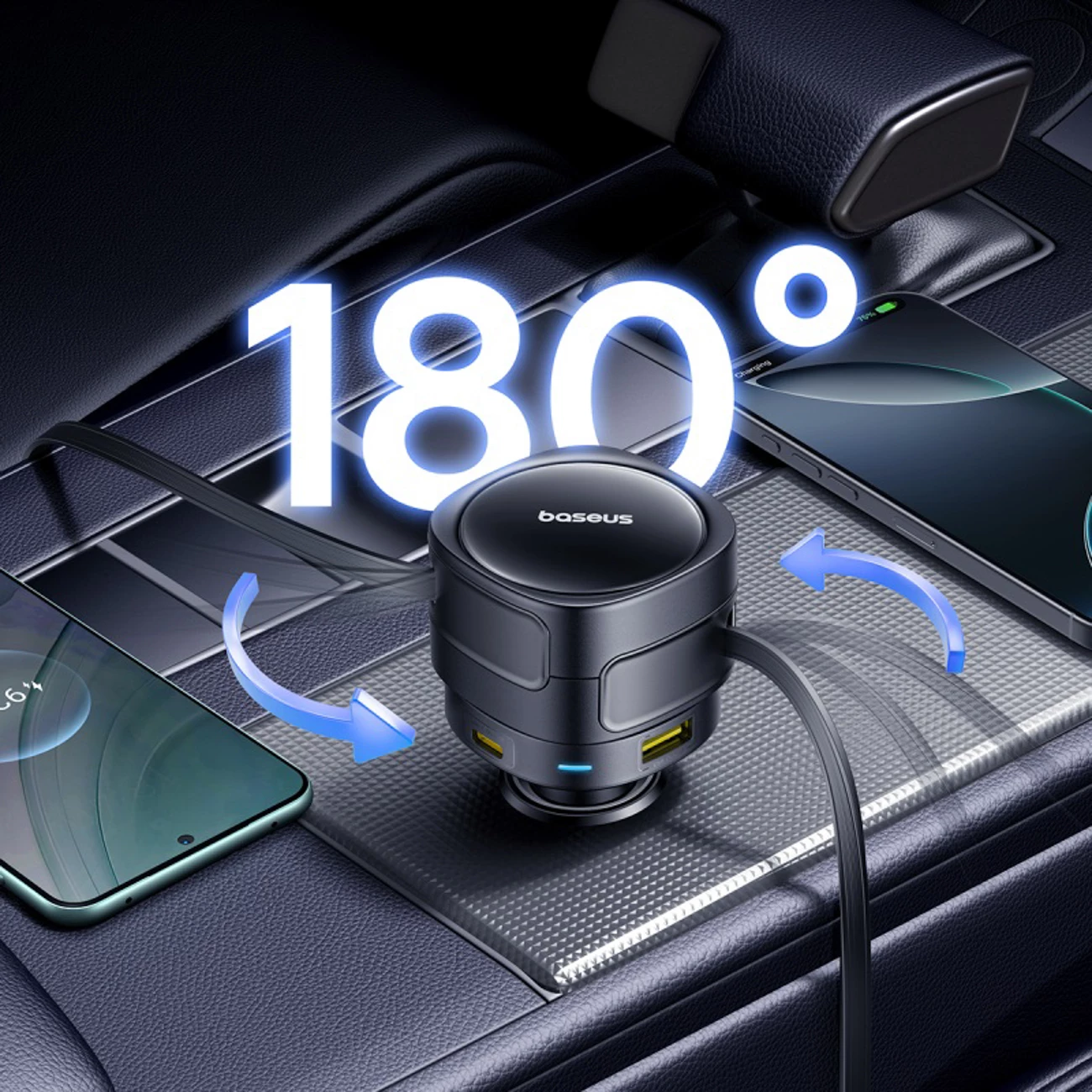 Karikues veture Baseus Enjoyment Max 90W, 2x USB-C + USB-A + kabllo USB-C, i zi