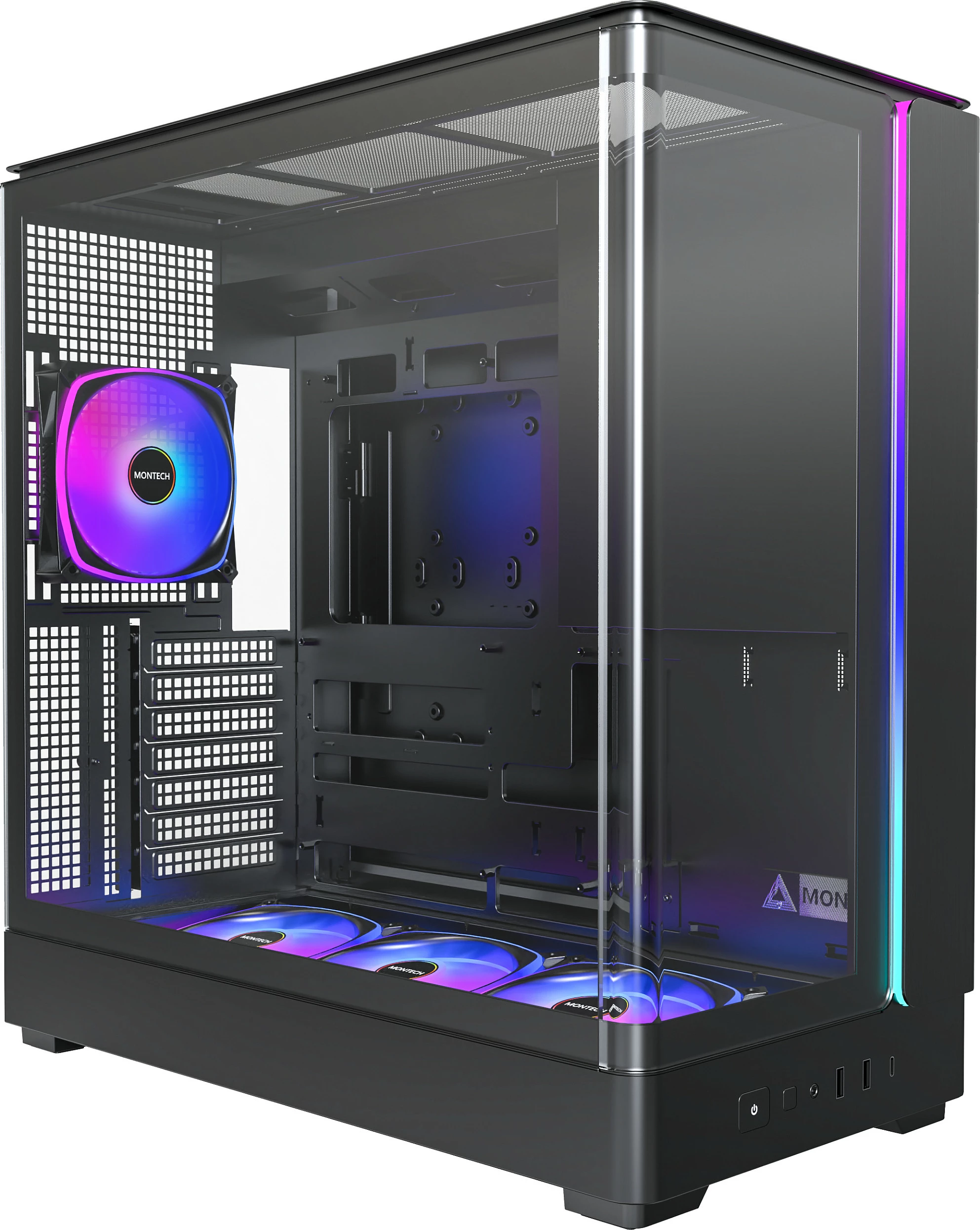 Kasë Montech KING 45 PRO, Tower, RGB, micro ATX/Mini-ITX, e zezë