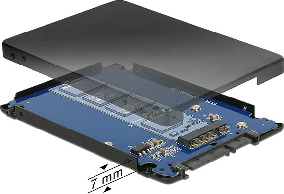 Adapter Delock 62688, M.2 NGFF në 2.5" SATA, 2230-2280, i zi