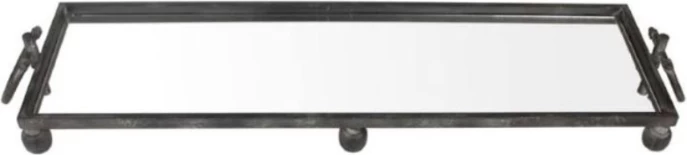 Tabaka dekorative Lorry, metal i zi, pasqyrë, 93x26x11 cm