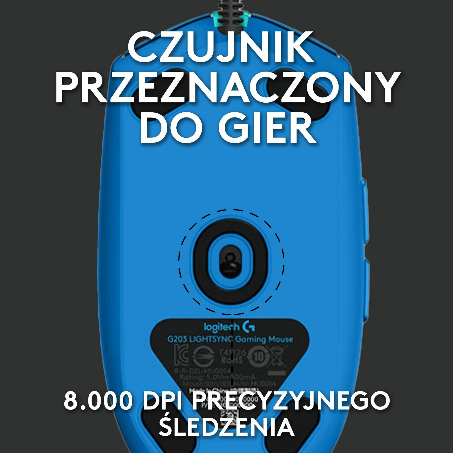 Maus Logitech G102 Lightsync 910-005801, me kabllo USB, 8000 DPI, RGB, 6 butona, blu