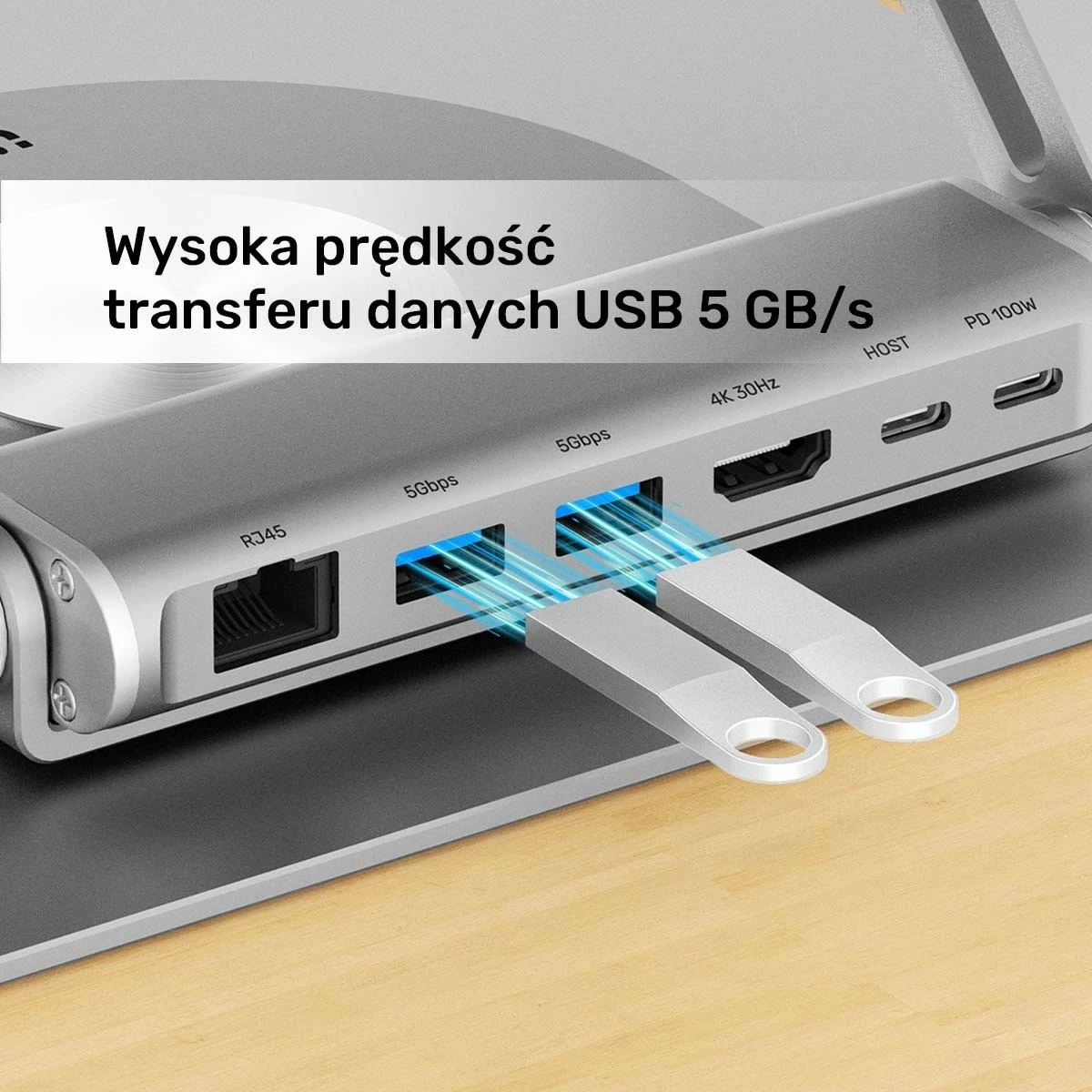 Podstavec laptop Unitek me hub USB-C HDMI 4K, gri