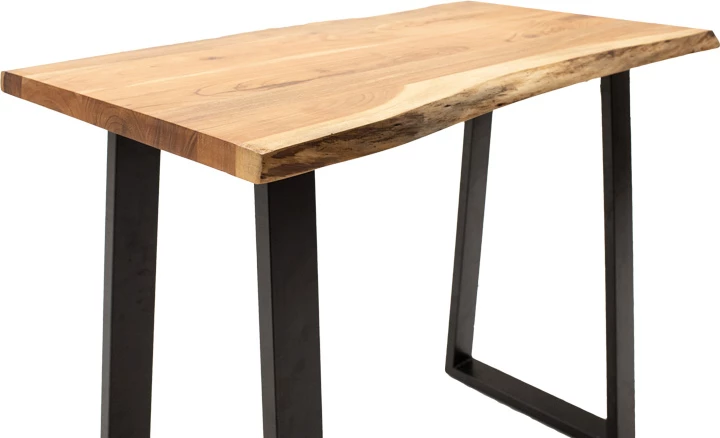 Tavolinë bar Miles dru akacie masiv 3.7-4cm ngjyrë natyrale me këmbë metalike të zeza 120x53x97cm
