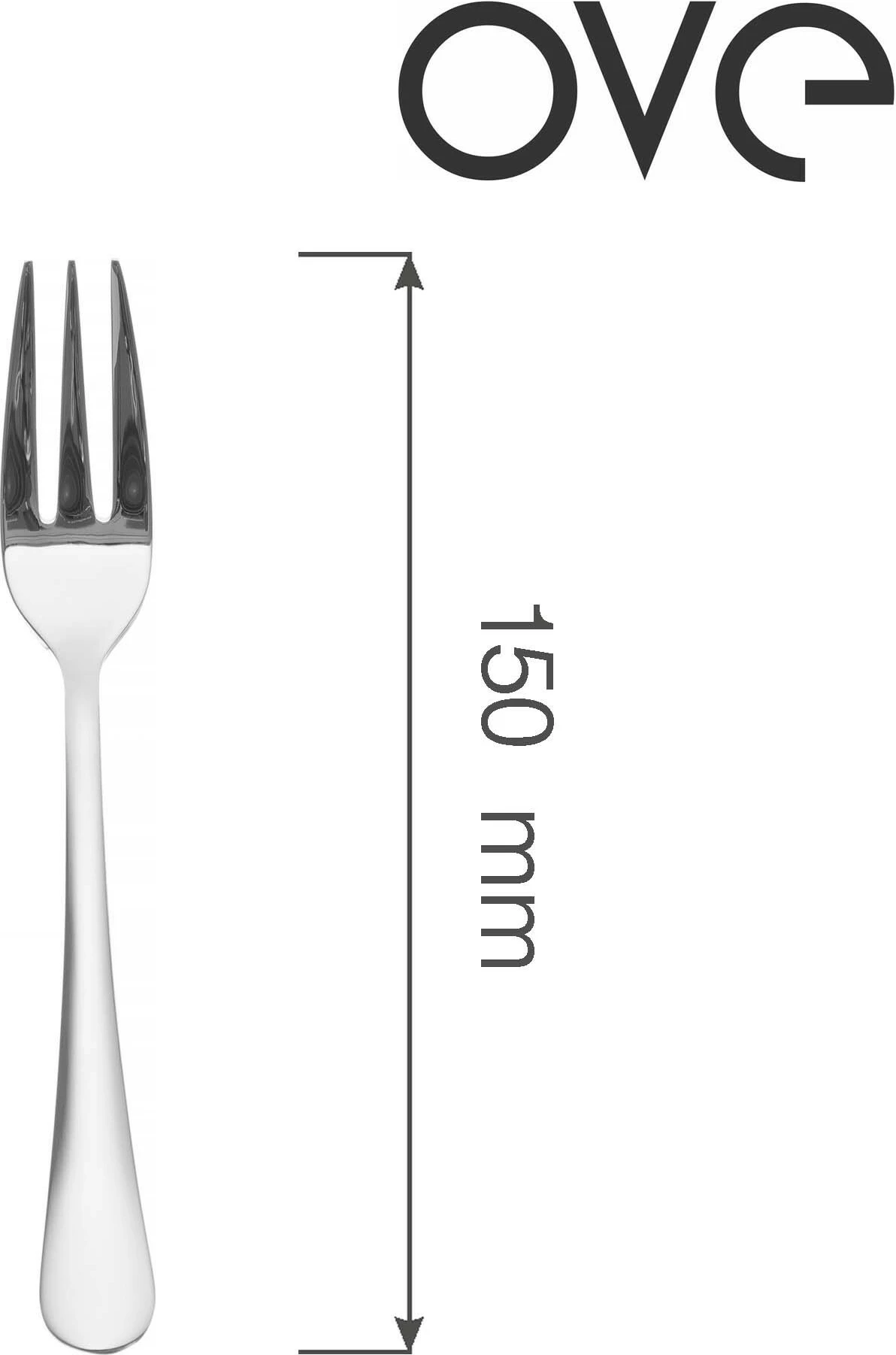 Pirun torte OVE Navarino 150 mm çelik inox 18/10 trashësi 4 mm, argjend, set 12 copë
