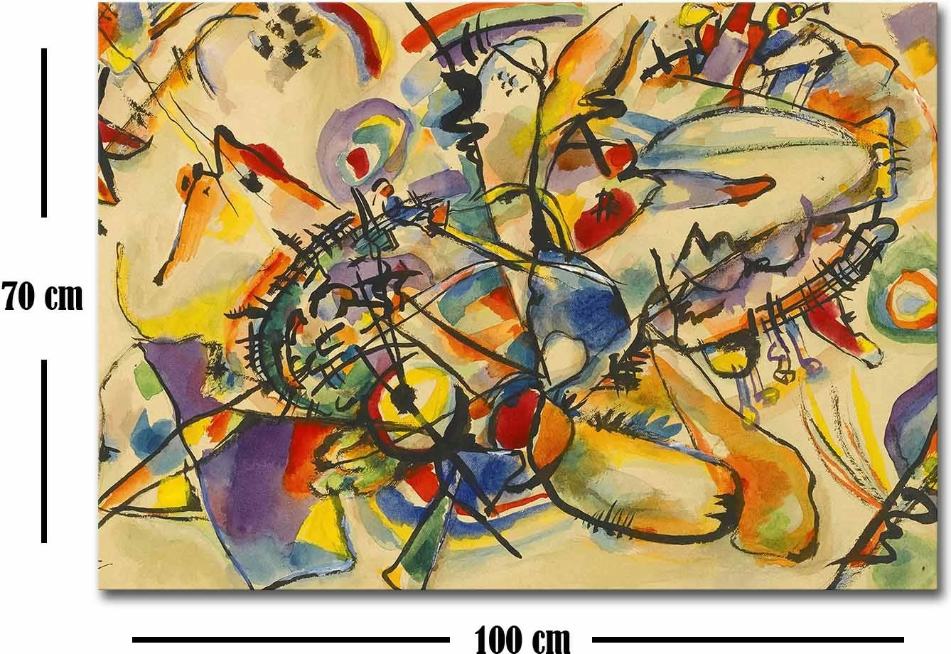 Pikturë dekorative në kanavacë, art Kandinsky, shumëngjyrëshe, 70x100cm