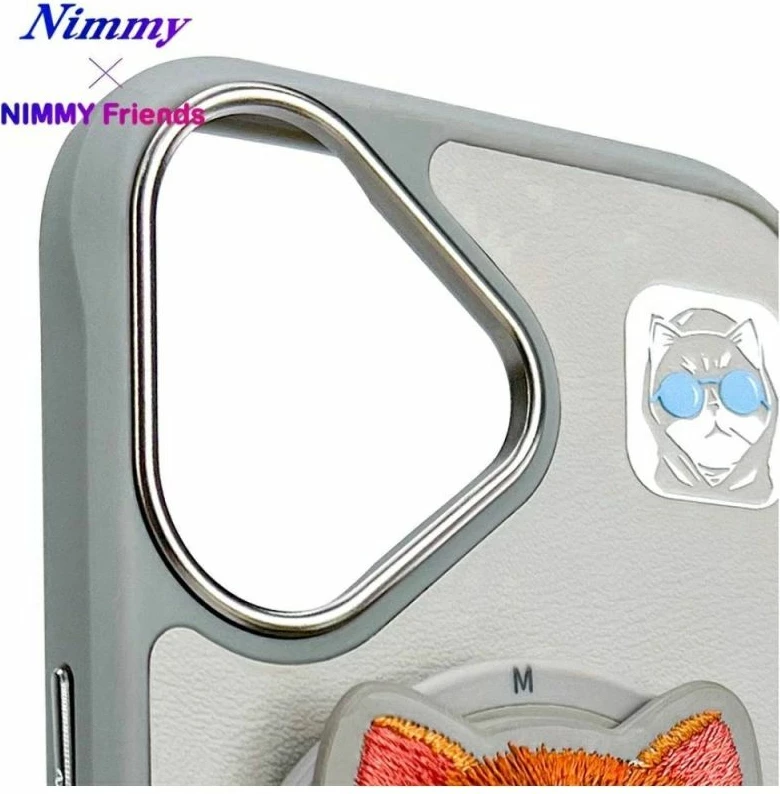 Kuti MagSafe Nimmy Glasses Cool Cat për iPhone 16, gri