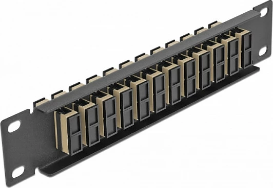 Patch panel fibër optike DeLOCK 10" 12x SC Duplex, 1U, bezhë/zi