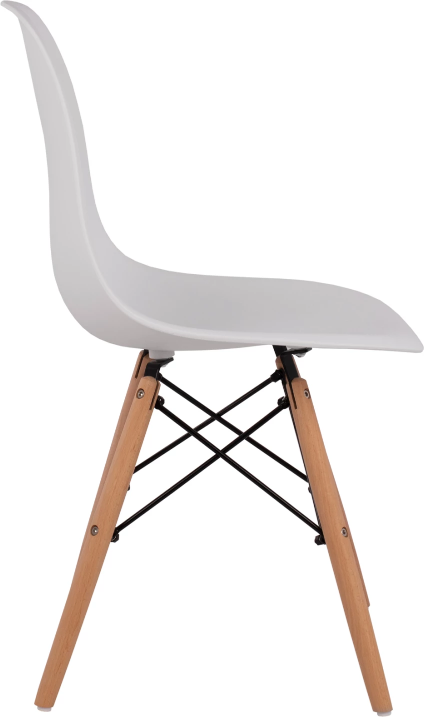 Karrige për ngrënie TWIST, set 2 copë, e bardhë PP, këmbë dru ahu, 46x50x82 cm