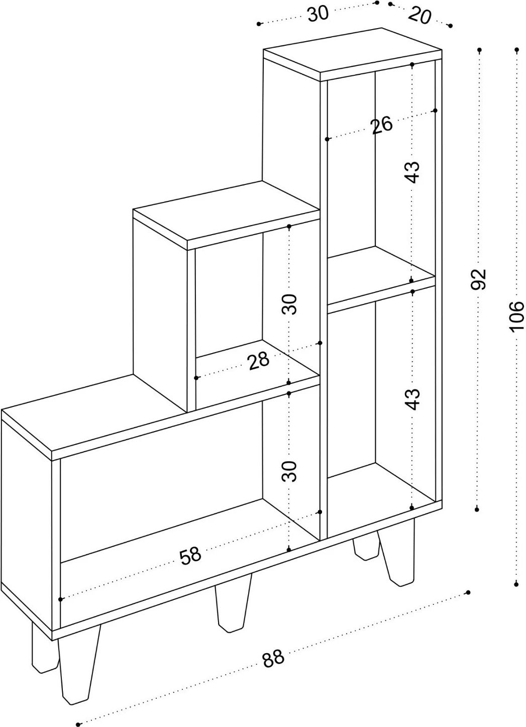 Raft librash Hanah Home, Nisa, ngjyrë e bardhë