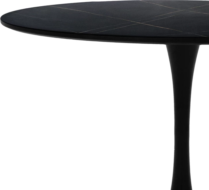 Set tavoline me karrige Balou-Noor, 5 pjesë, MDF i zi, material tekstili i zi, D100x73cm