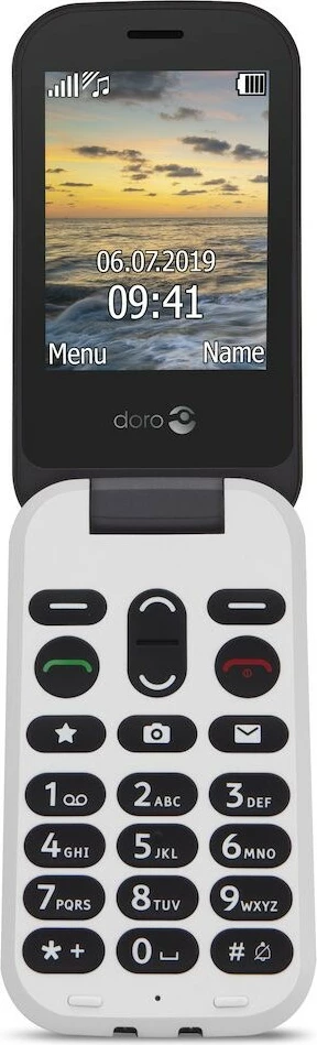 Celular Doro 6060, Clamshell, 320 x 240 pixels, 3 MP, 1000 mAh, e zezë, e bardhë