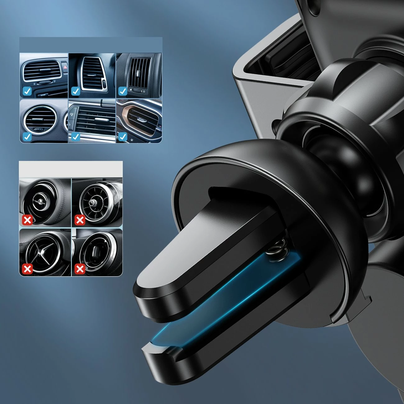 Mbajtës me karikues wireless Choetech T201-F për veturë, me koka magnetike, Zi