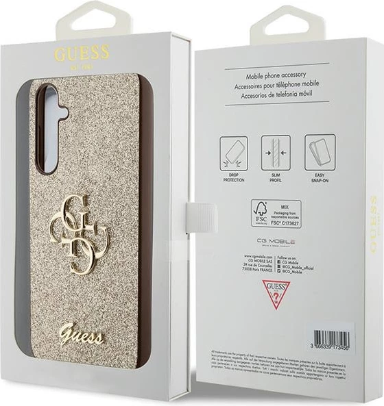 Mbështjellës Guess Glitter Script Big 4G për Samsung Galaxy S23 FE, TPU, Ari