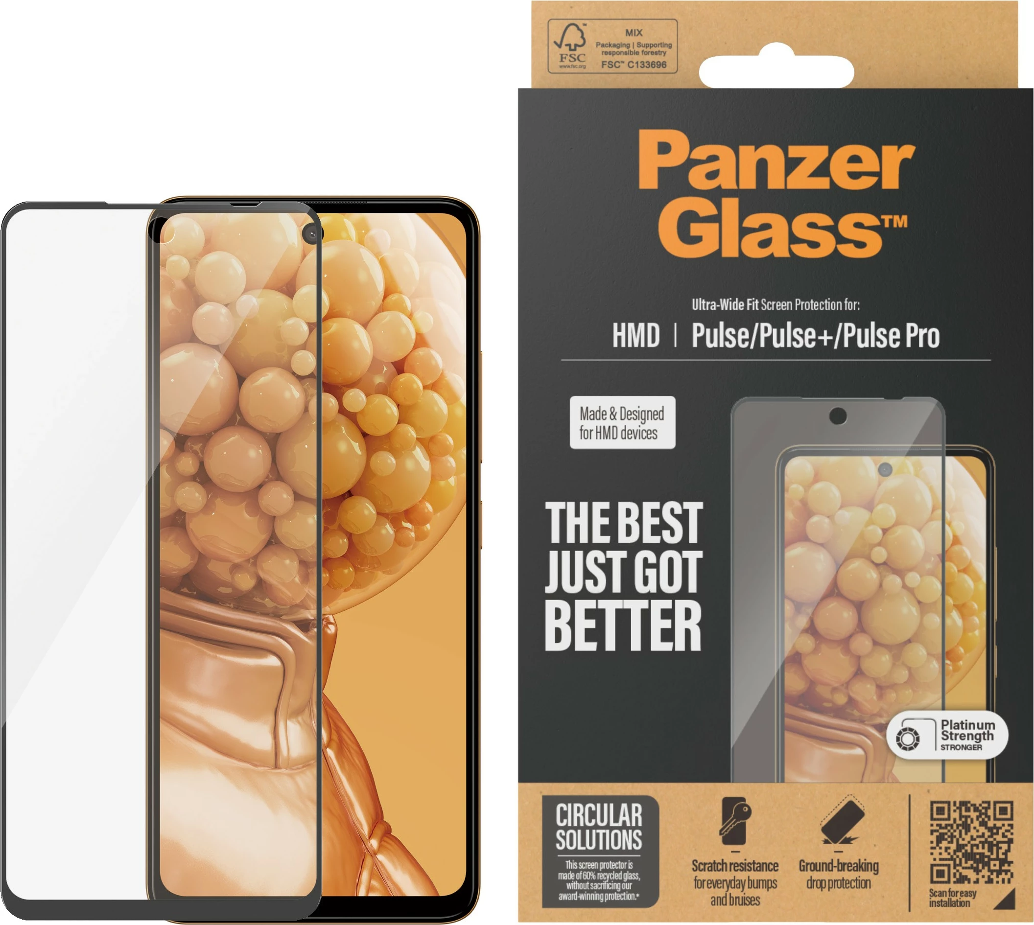 Mbrojtës ekrani PanzerGlass për HMD Pulse/Pulse+/Pulse Pro, xham i fortë