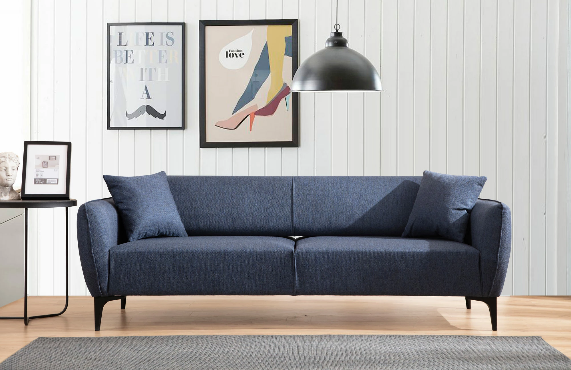 Divan treshe Atelier del Sofa, Belissimo, ngjyrë kaltër
