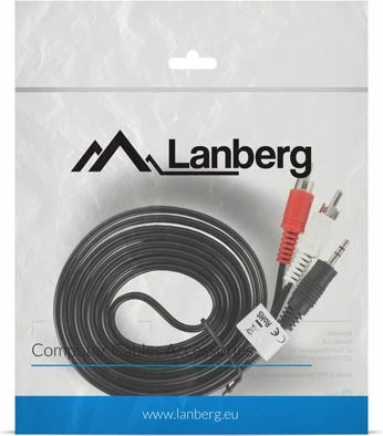 Kablë audio Lanberg CA-MJRC-10CC-0025-BK, 3.5mm Jack në 2x RCA (Cinch), 2 m, e zezë