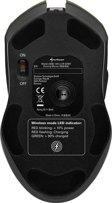 Maus SHARKOON SKILLER SGM3, wireless/USB, 930mAh, i bardhë