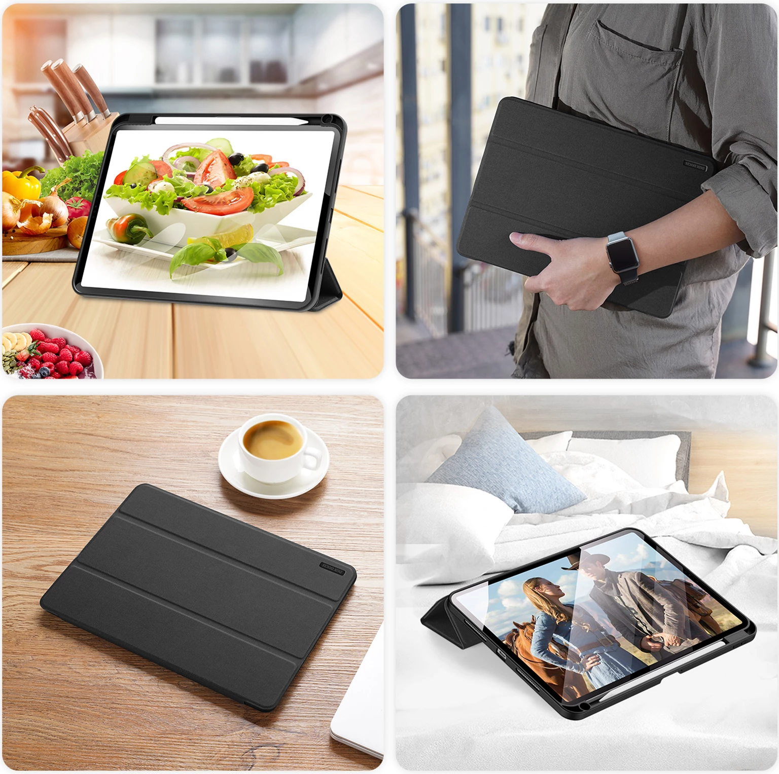 Mbështjellës tablet Dux Ducis Domo për iPad Pro 11" (2024), lëkurë ekologjike, e zezë
