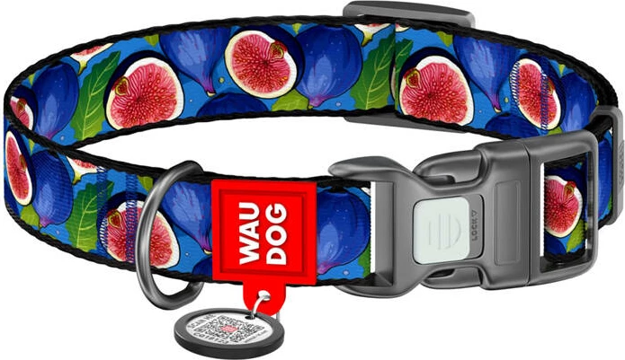 Qafore najloni për qen Waudog Fig me QR kod, M, kaltër