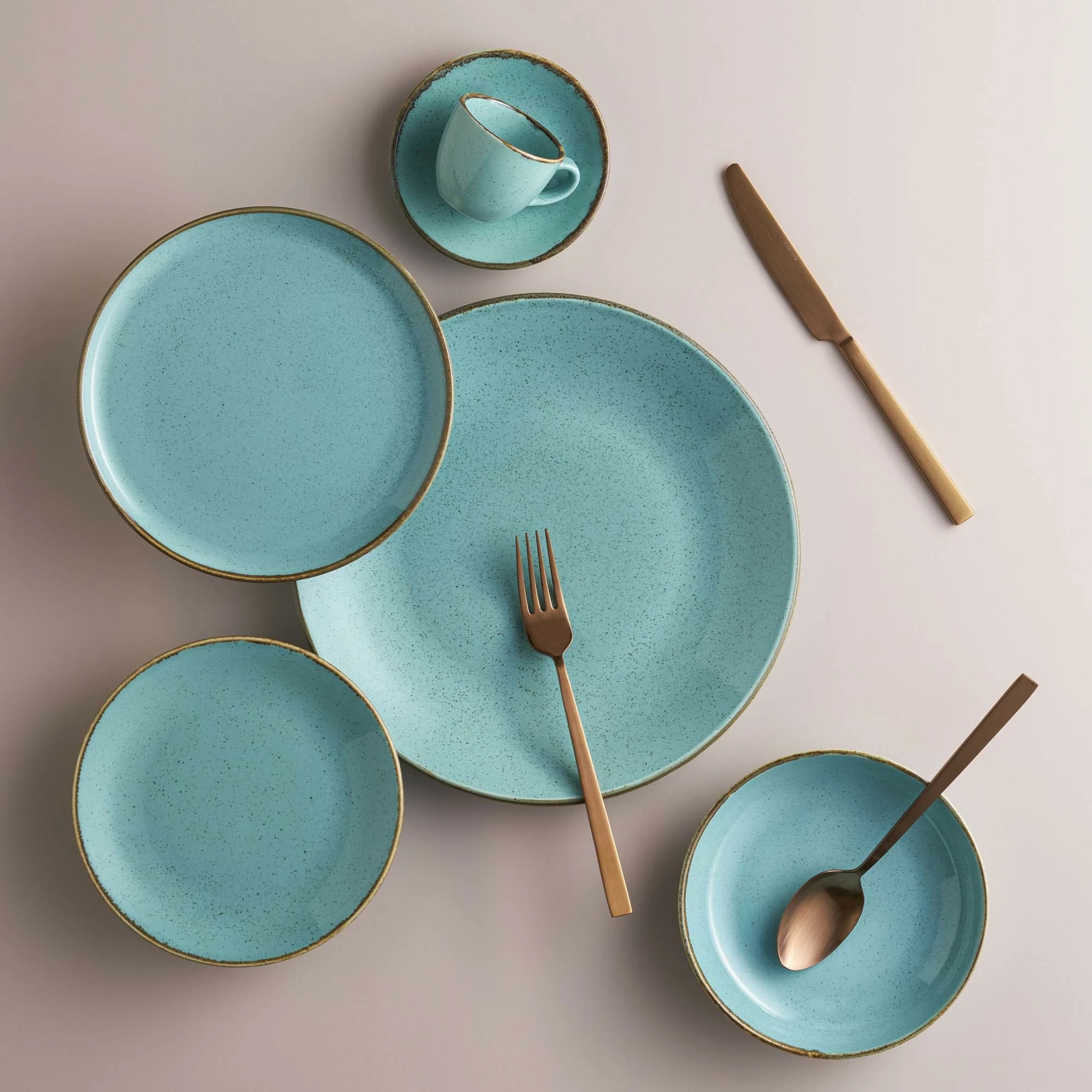 Pjatë me këmbë Porland Seasons Laguna 26 cm (H 6.2 cm) porcelan, blu qielli, set 6 copë