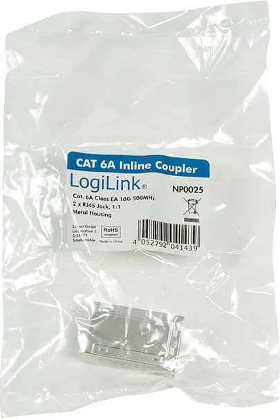 Adapter bashkues RJ45 LogiLink Cat.6A, inline mini, i blinduar