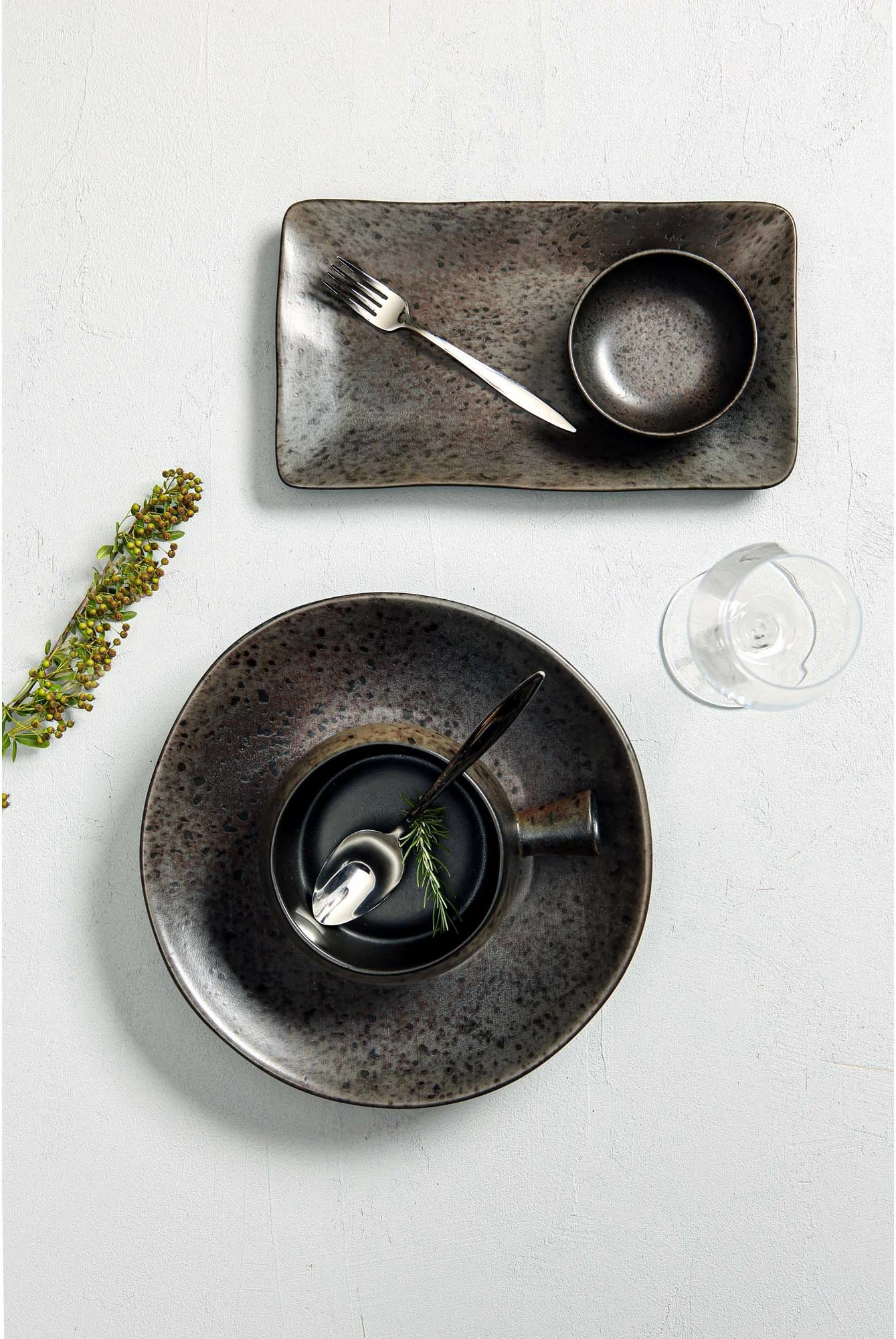 Tas me dorezë Porland Ironstone 600ml 140mm, i zi, set 6 copë