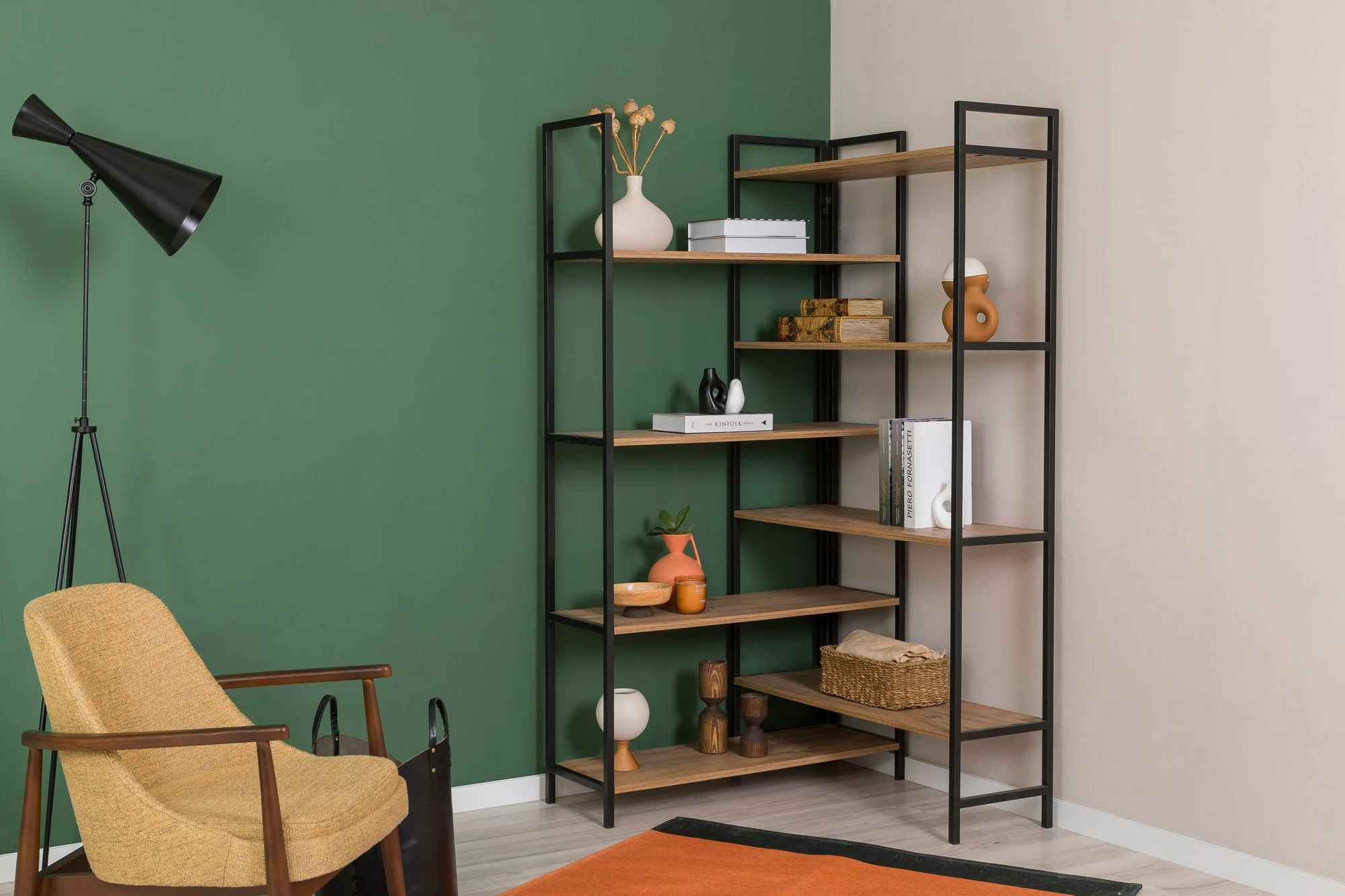 Raft librash Hanah Home, Edra Rafix, ngjyrë pishë Atlantike dhe e zezë