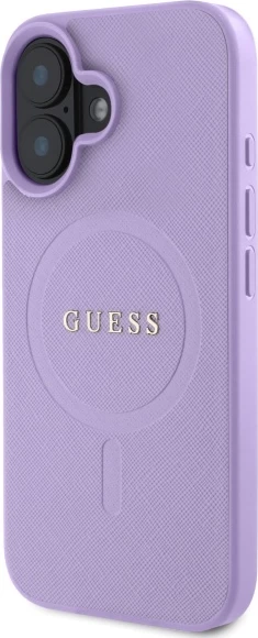 Mbështjellës Guess Saffiano MagSafe për iPhone 16, Vjollcë