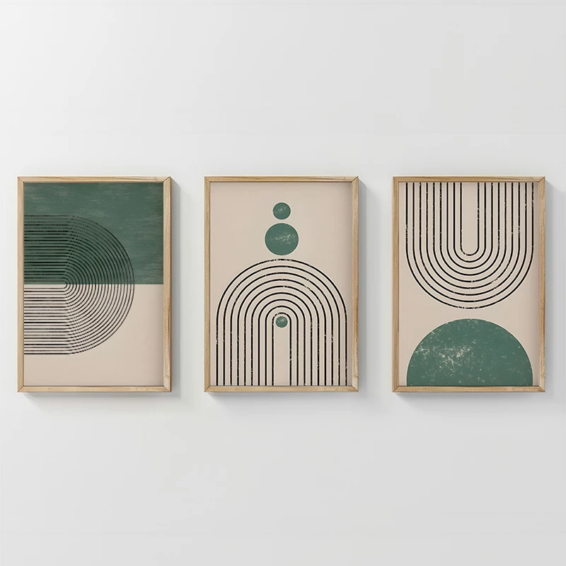 Set pikturash murale në kornizë Malecy, triptik, print digjital, shumëngjyrëshe, 33x1.5x48cm