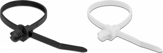 Lidhëse kabllosh DeLOCK me bazë lamelore 200 x 4.8 mm, 100 copë, e zezë/transparente