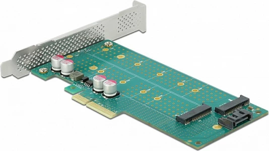 Kartelë zgjerimi PCIe DeLOCK, PCIe 4.0 x4, 1x M.2 Key B + 1x NVMe M.2 Key M, Low Profile