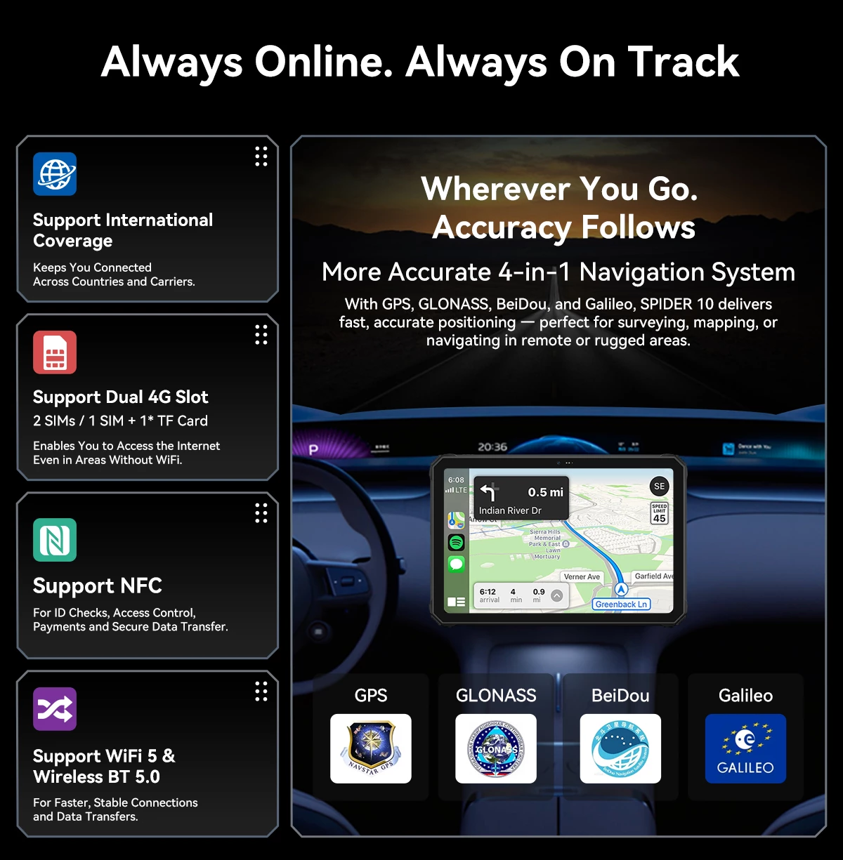 tablet robust Oscal Spider 10 11\" 8GB+256GB 20000mAh IP68/IP69K Android 15, e zezë