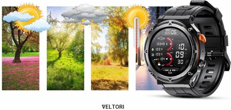 Smartwatch VELTORI për meshkuj, e zezë