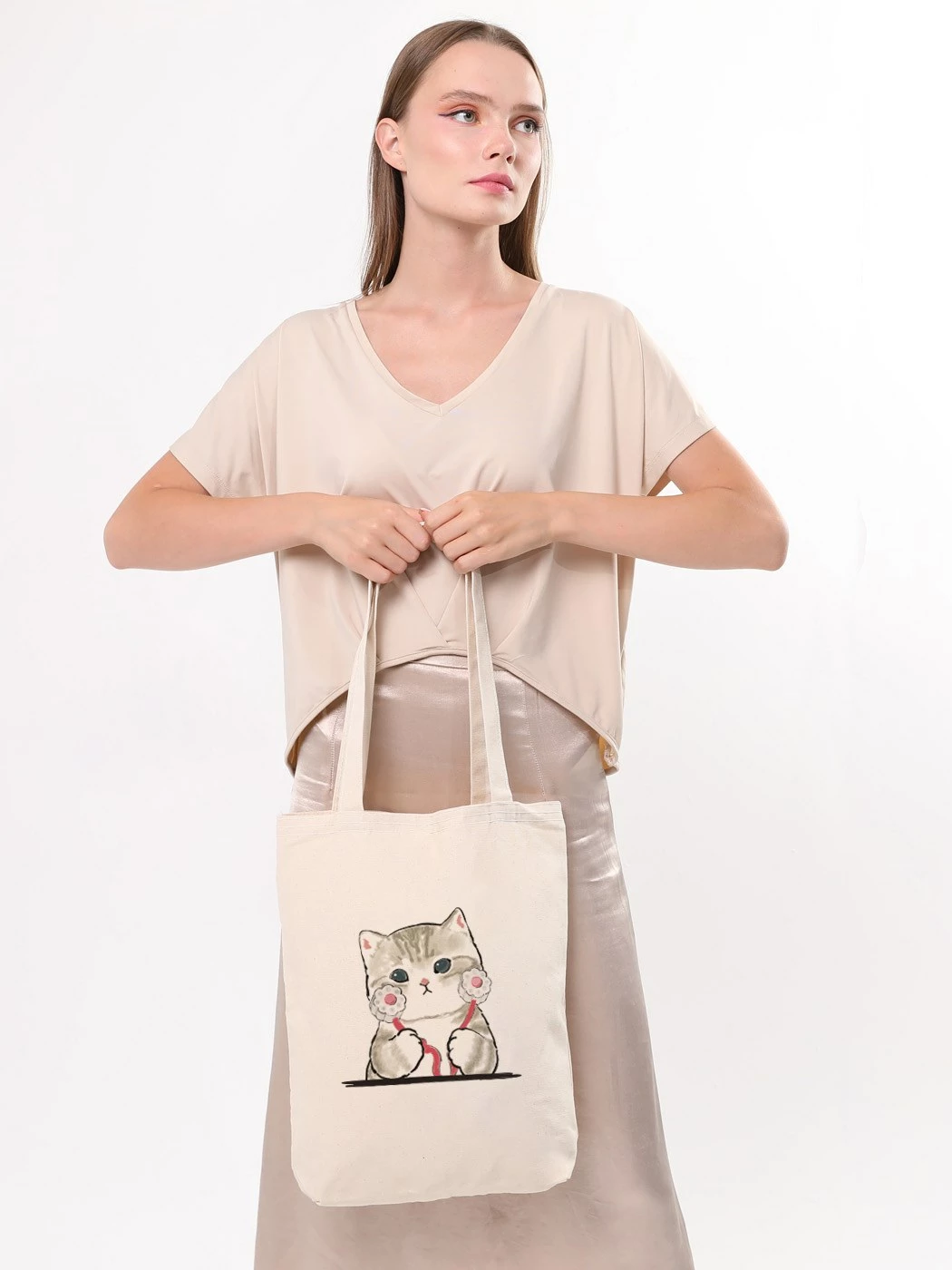 Qese tote Zoozie Bags, krem, 1613