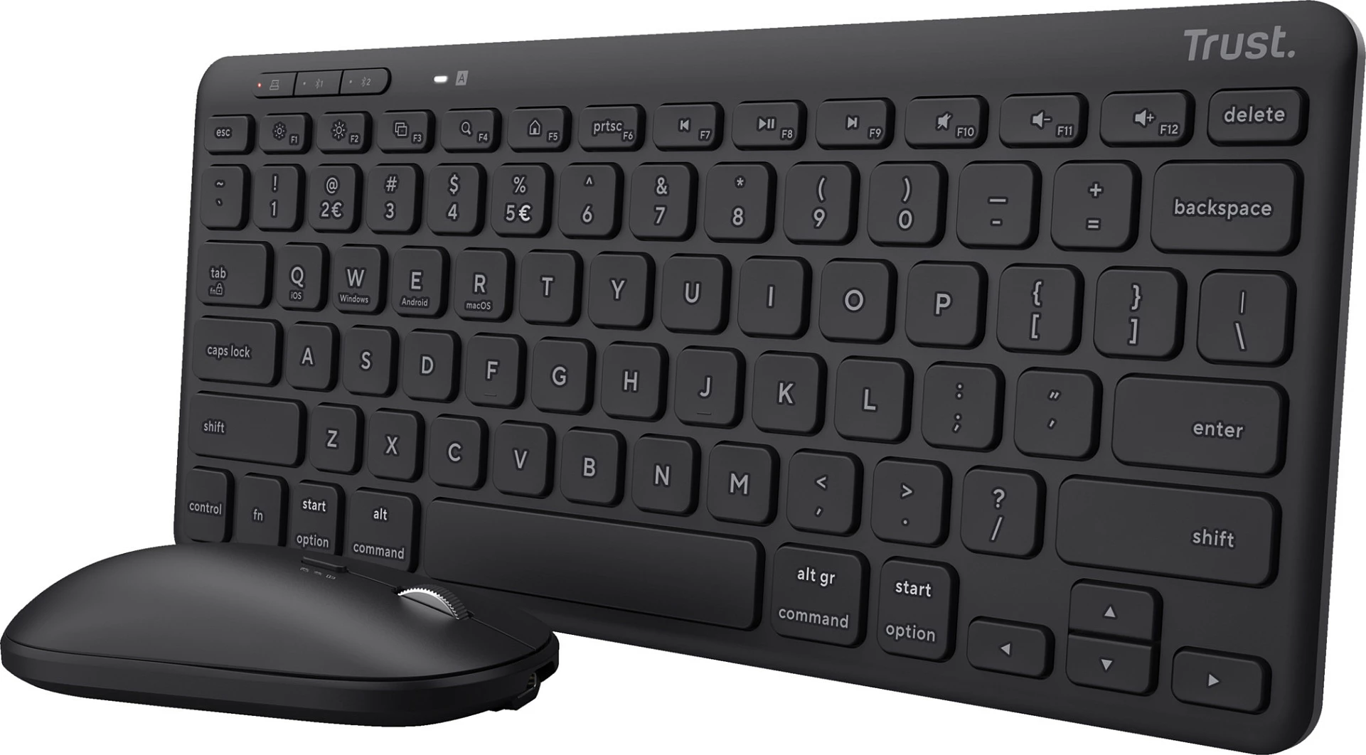 Set tastaturë & maus pa kabllo Trust Lyra, mini, Bluetooth + USB receiver, QWERTZ, i zi