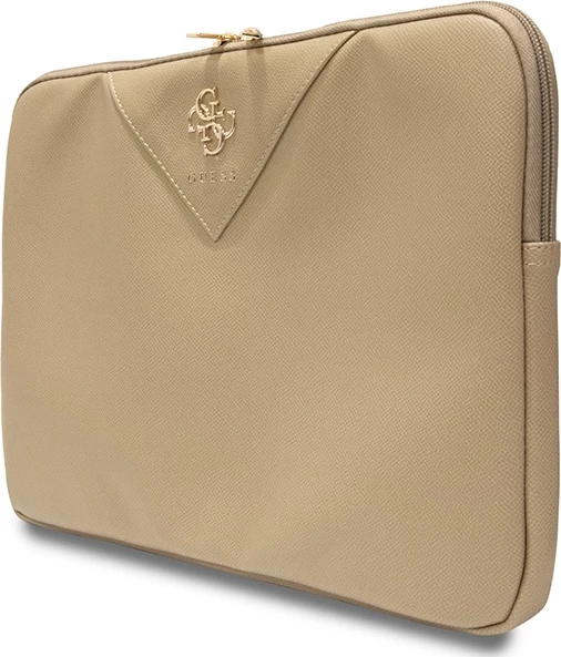 Mbështjellës laptopi Guess ZIP Leather Triangle, 14 inç, lëkurë ekologjike, ari