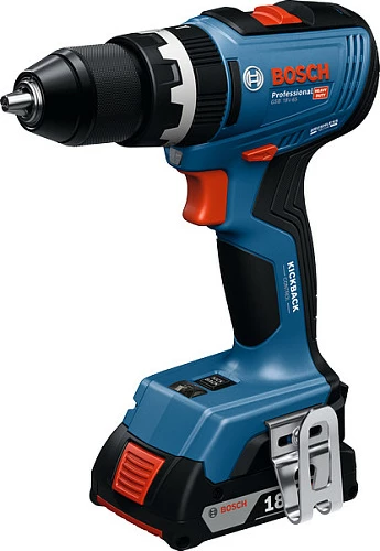 Trapan me bateri Bosch Professional GSB 18V-65, 18V, solo, në L-BOXX, kaltër/zi