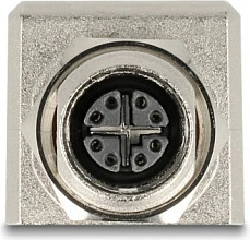 Adapter Ethernet DeLOCK M12 X-coded 8-pin (F) në RJ45 (F), Cat6A, 90°, STP, i zi/metalik