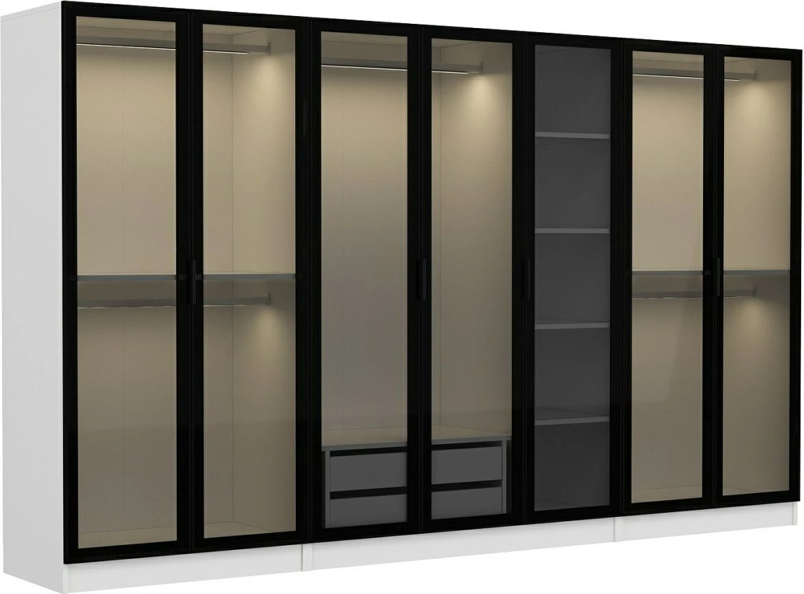 Dollap Skye Decor, i bardhë e zi, 315x190x52cm