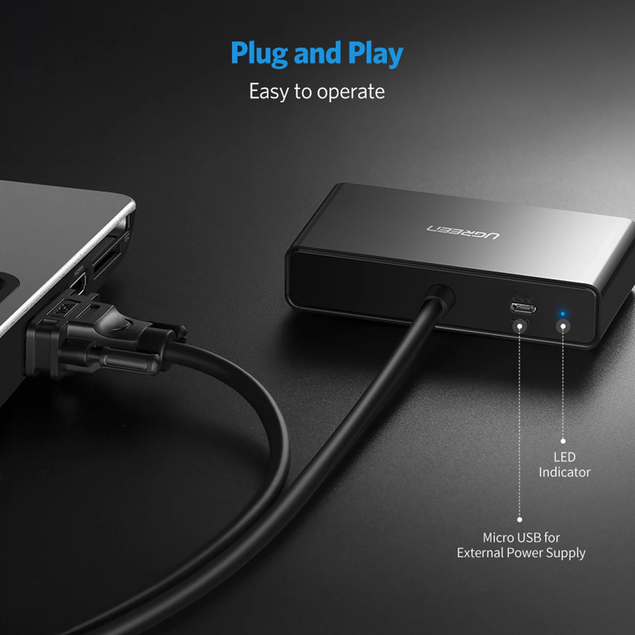 Splitter VGA Ugreen 40254, 1x2, 1920x1440 60Hz, 1m, i zi