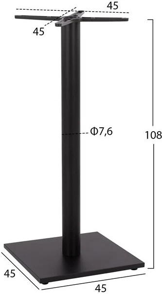 Bazë për bar, ngjyrë e zezë matte, 45x45x108cm, me rregullator, FH439