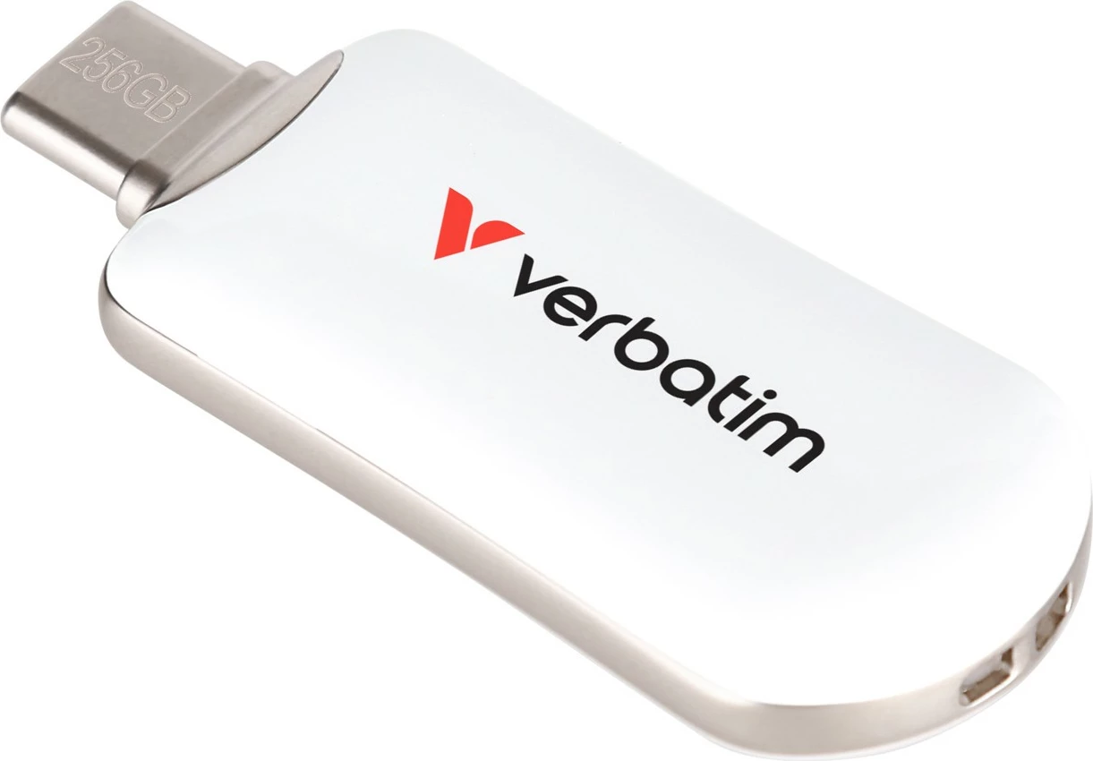 USB Verbatim Plectra 256GB, USB Type-C, 3.2 Gen 1, Bardhë