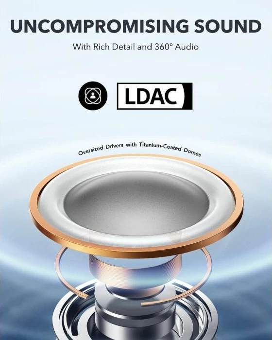 Kufje wireless Anker Soundcore AeroFit Pro A3871G21, LDAC, 46h me kasë, IPX5, të bardha, set me kasë karikimi