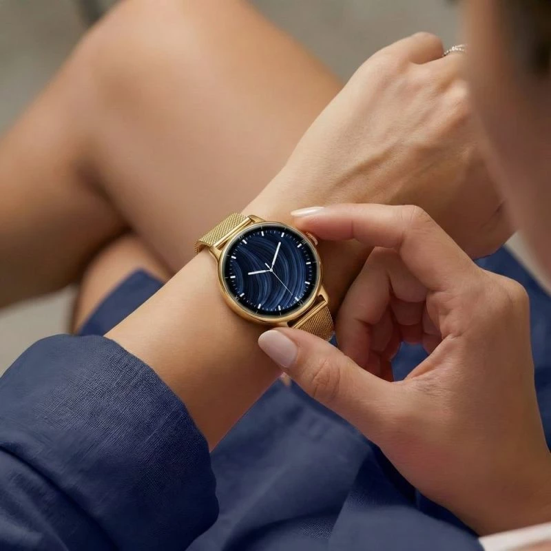 Smartwatch për femra Gravity GT33-1, rrip i artë + rrip rozë