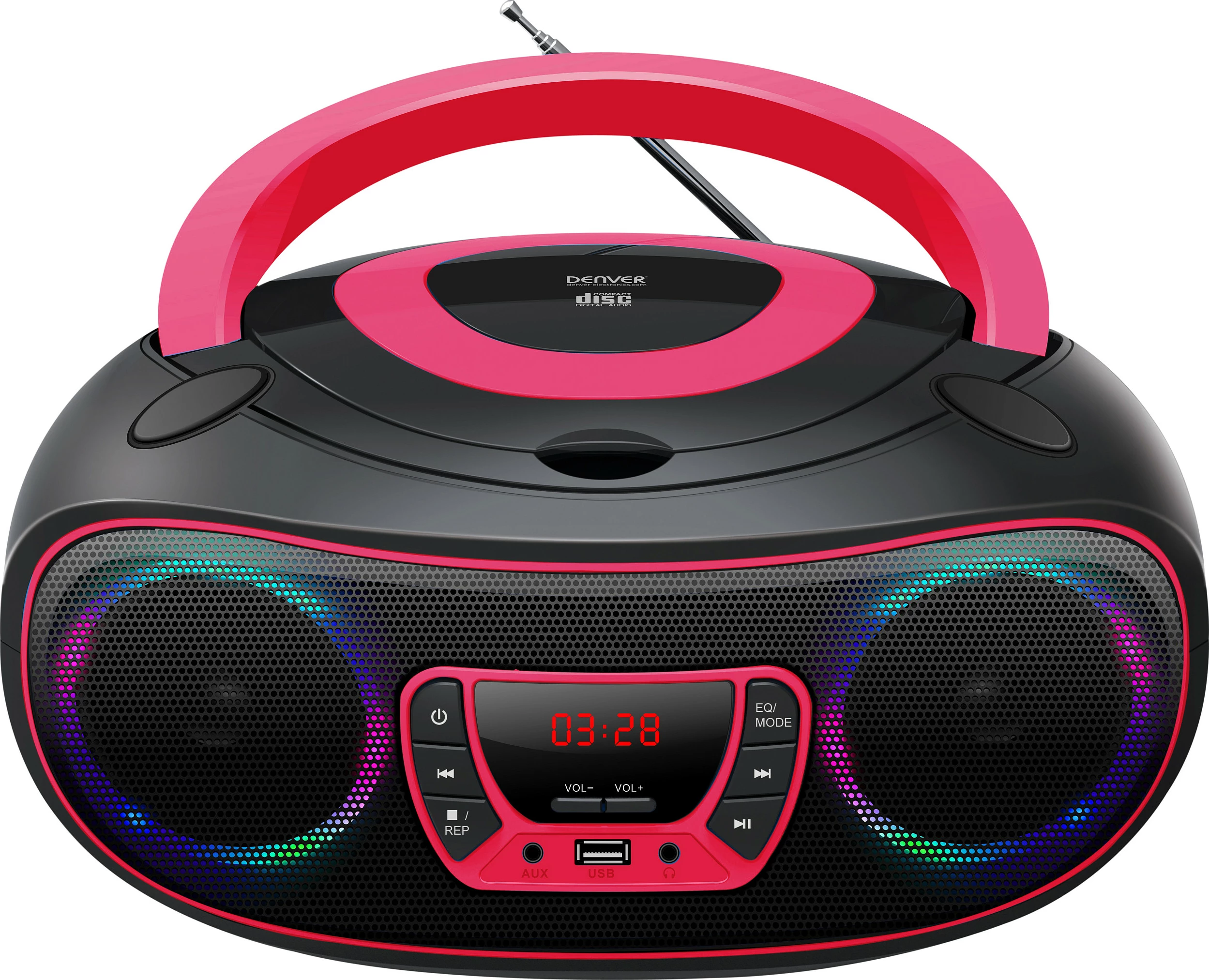 CD player portativ Denver TCL-212BT, Bluetooth, USB, FM, MP3, zi/rozë