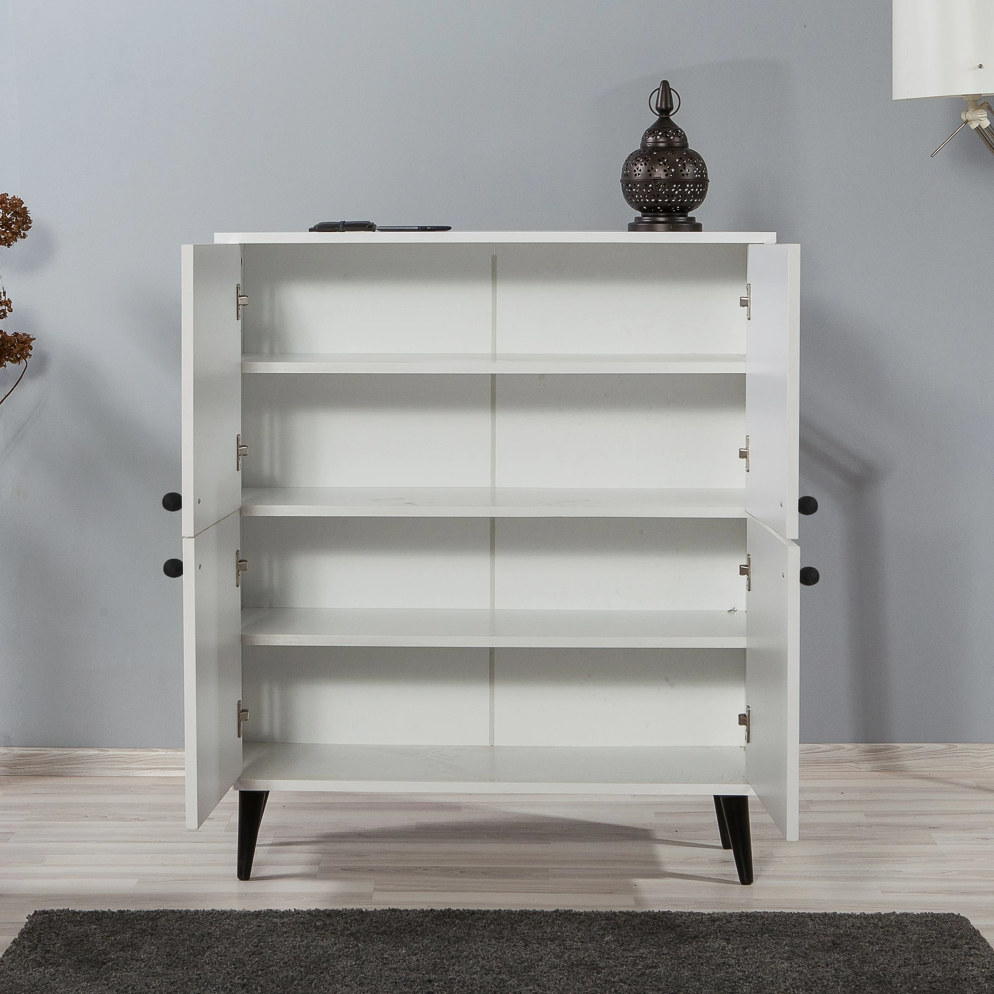 Dollap multifunksional Hanah Home, Multilüx Manyas, bardhë e zi, 95x111x36cm