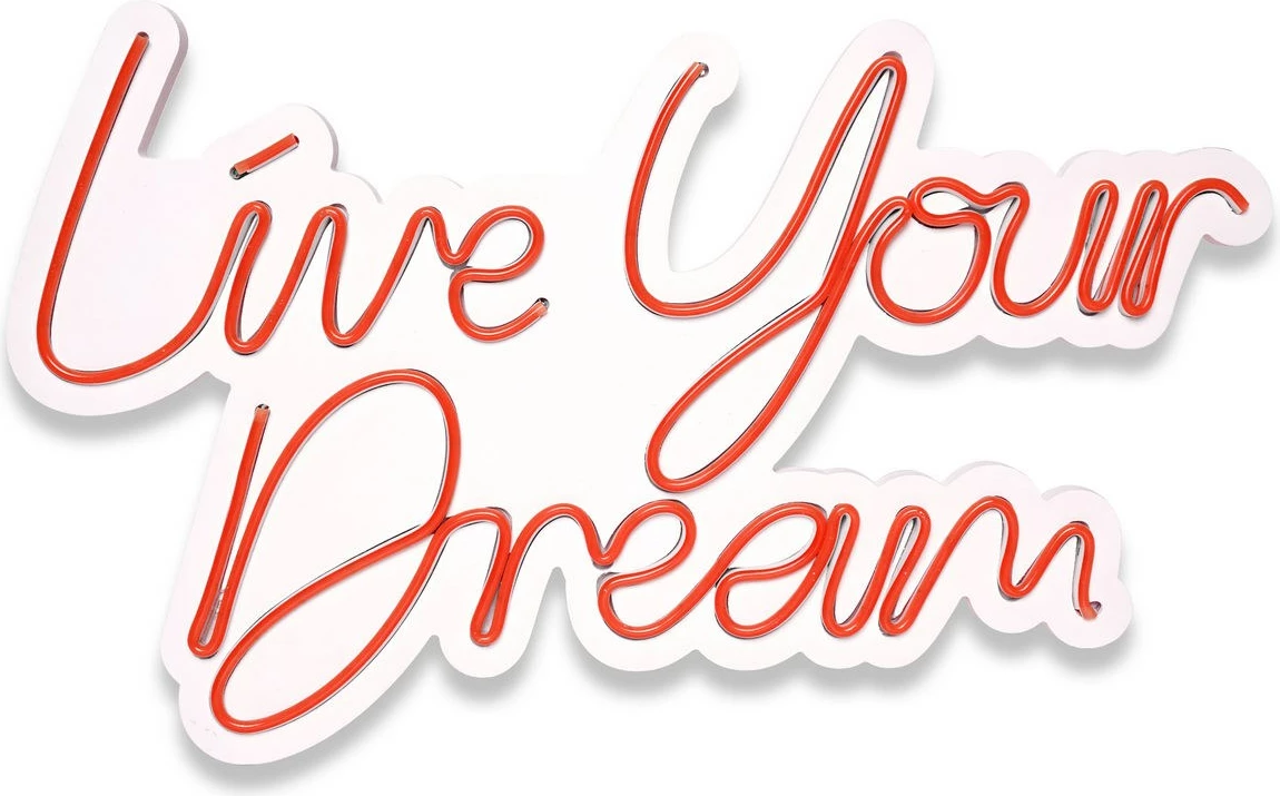 Dekor dritash LED plastike, 'Live Your Dream', ngjyrë e kuqe