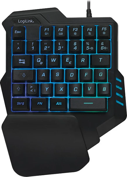 Tastierë gaming njëdorëshe LogiLink, e ndriçuar RGB, e zezë